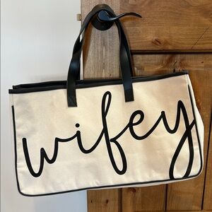Stylish Black and Cream Canvas Tote Bag